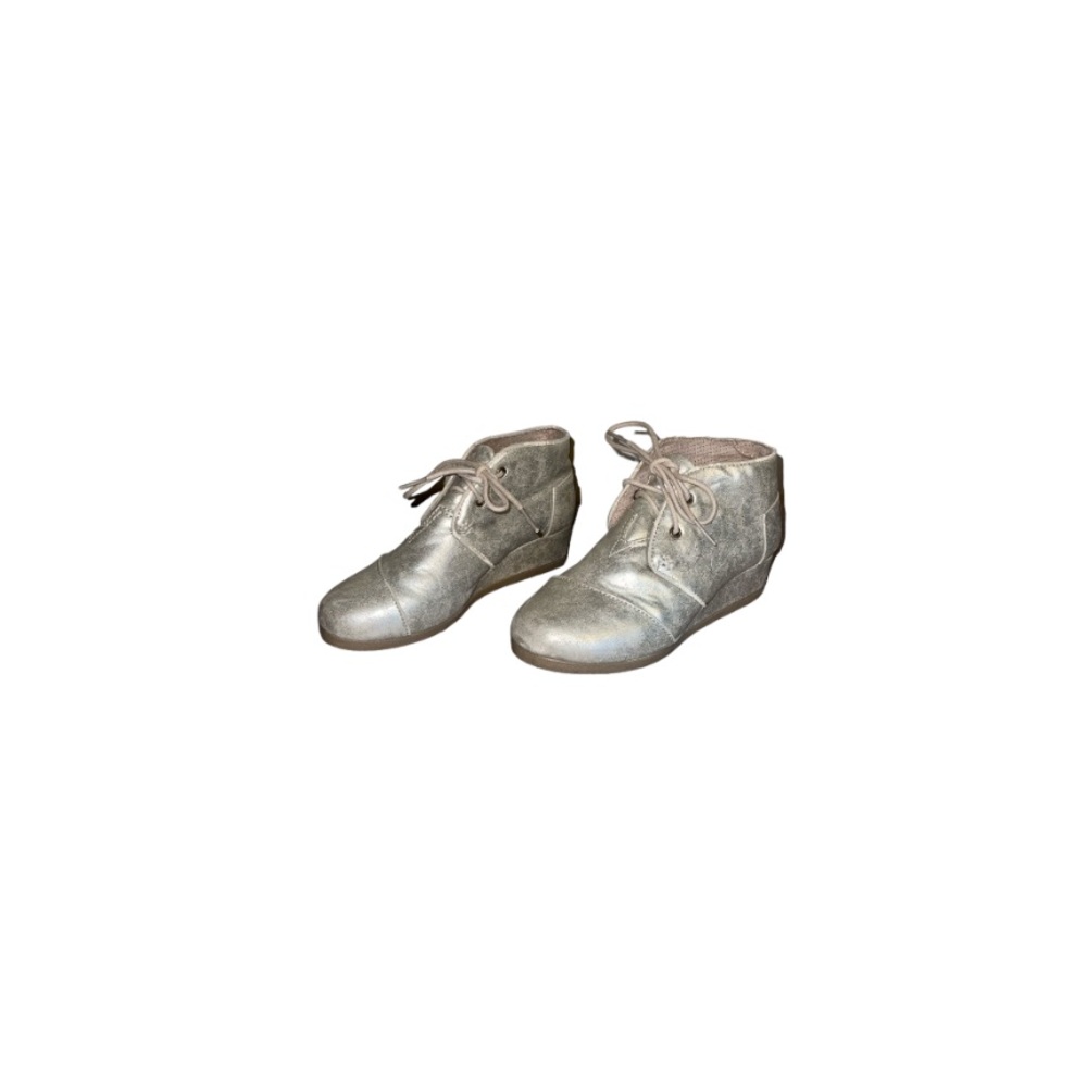 Toms Gold Leather Lace Up Wedges - Girl’s Size 2